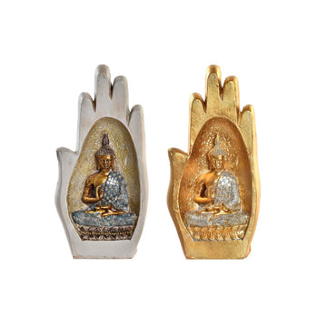 Decorative Figure DKD Home Decor Grey Golden Buddha Resin (10 x 7,2 x 20,9 cm) (2 Units)
