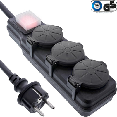 Inline® Outdoor Power Strip, 3 Port Type F German, IP44, With Power-switch, 3M — image 1