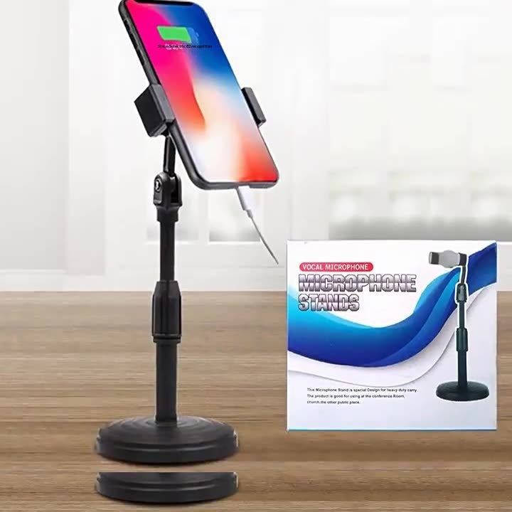 Desktop Phone Holder With Adjustable Height And Retractable Circular Base