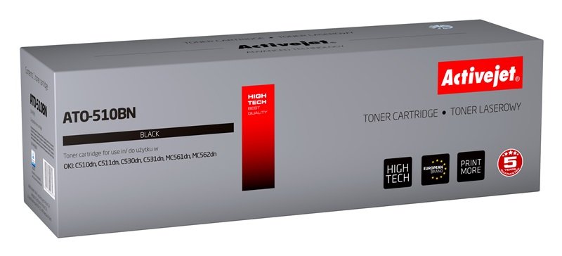 Activejet Toner ATO-510BN (reemplazo Oki 44469804 - Supreme - 5,000 Páginas - Black