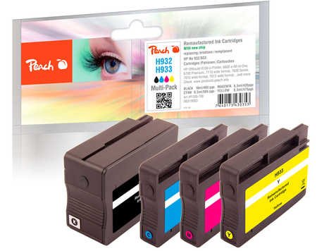Peach 0F319883 Ink Black H932 H933, Blue Magenta Yellow 4 Pieces