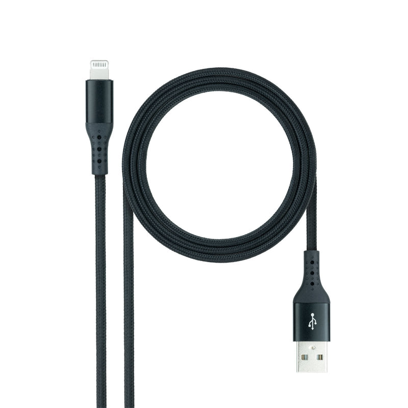 Nanocable Cable Lightning a USB a/M - Mallado - 1M - Black
