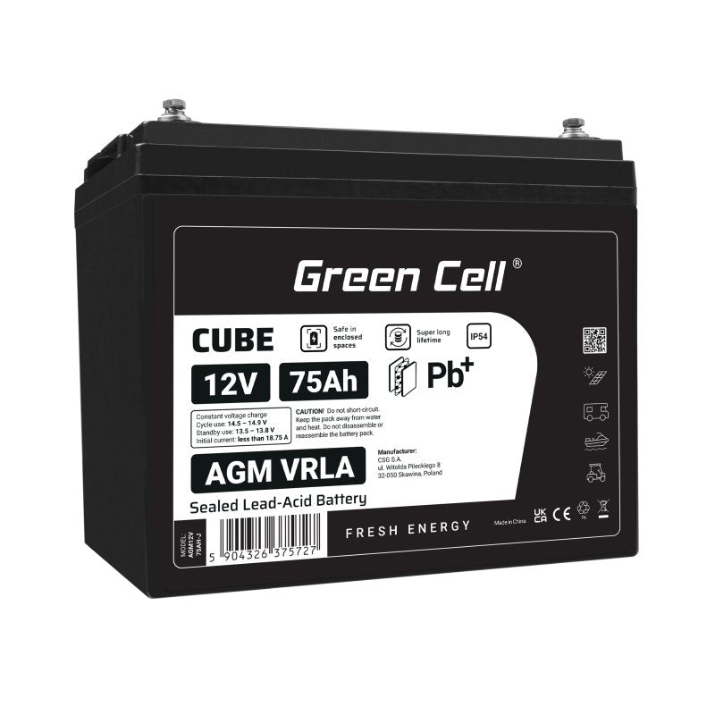 Green Cell AGM12V75AH-J Battery Sistema UPS Sealed Lead Acid (vrla) 12V 75AH