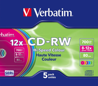 Verbatim Cd-rw 700MB 8X-12X Slim 5 Datalife — image 1