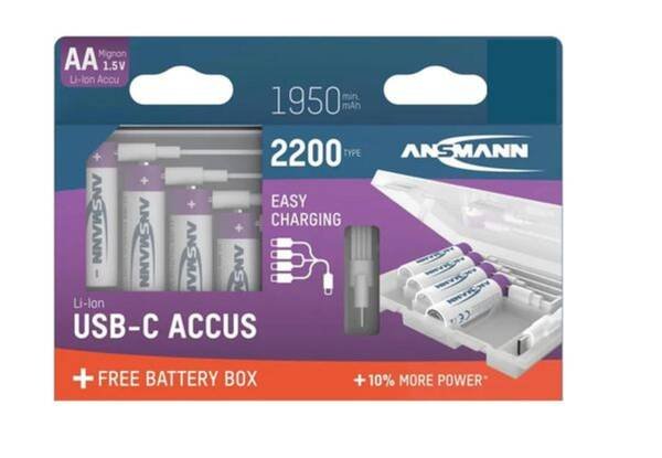 Ansmann 1312-0044, Wiederaufladbarer Battery Aa, Lithium-ion (li-ion), 1,5V, 4 Units 2200MAH