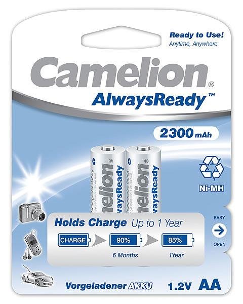 Camelion Aa/HR6, 2300MAH, Batteries Recargables Alwaysready Ni-mh, 2 Pieces
