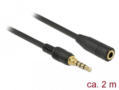 Delock Cable Extensión Stereo 3,5MM 4 Pines Male a Female 2M Black — image 1