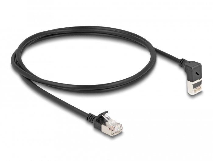 Delock Network Cable RJ45 CAT.6A S/FTP Slim 90° Oben Angular / Gerade 1M