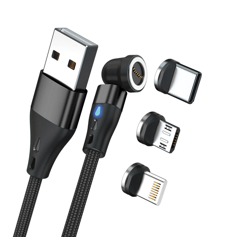 Realpower Magnetic Cable 3 AMP,1M, Black With Adaptern