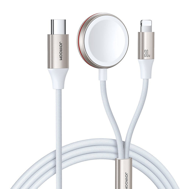 Joyroom Wireless Apple Watch Charger With Type-c And Lightning Cable 1.5M, 3.5W, White (S-IW012)
