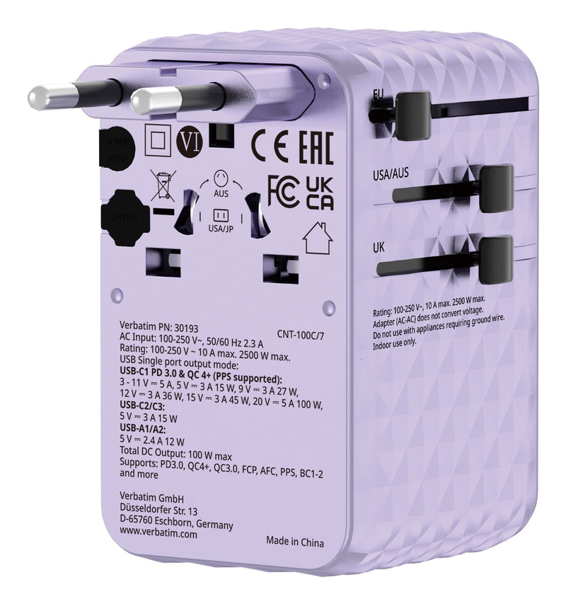 Verbatim 30193 Charger Dispositivo Mobile Phone Universal Púrpura Power Alterna Charging Fast Indoor