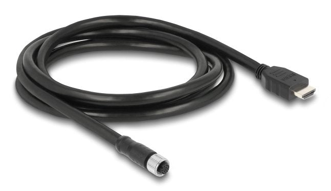 Delock M12 Cable A-kodiert 17 Pin Connector Female a HDMI Connector Male 2M Black