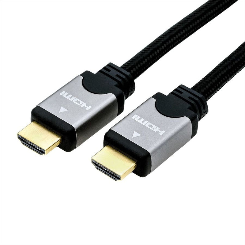 Roline HDMI High Speed Cable With Ethernet, St-st, Black Silver 1,5M