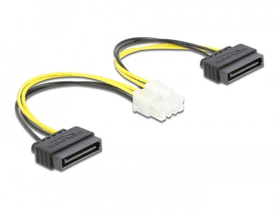Delock Stromcable 2 X SATA 15 Pin Male a 8 Pin Eps Male 15CM — image 1