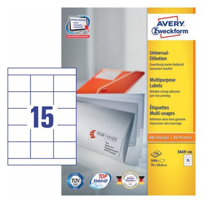 Avery Zweckform Labels 3669-200 White 70,0 X 50,8MM — image 1