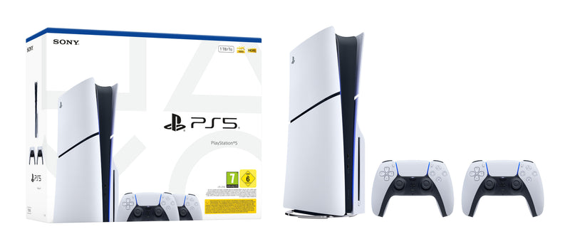Sony Playstation 5 Slim Disc Edition 1TB With 2 Dualsense Controller - White
