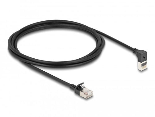 Delock Network Cable RJ45 CAT.6A S/FTP Slim 90° Oben Angular / Gerade 2M — image 1