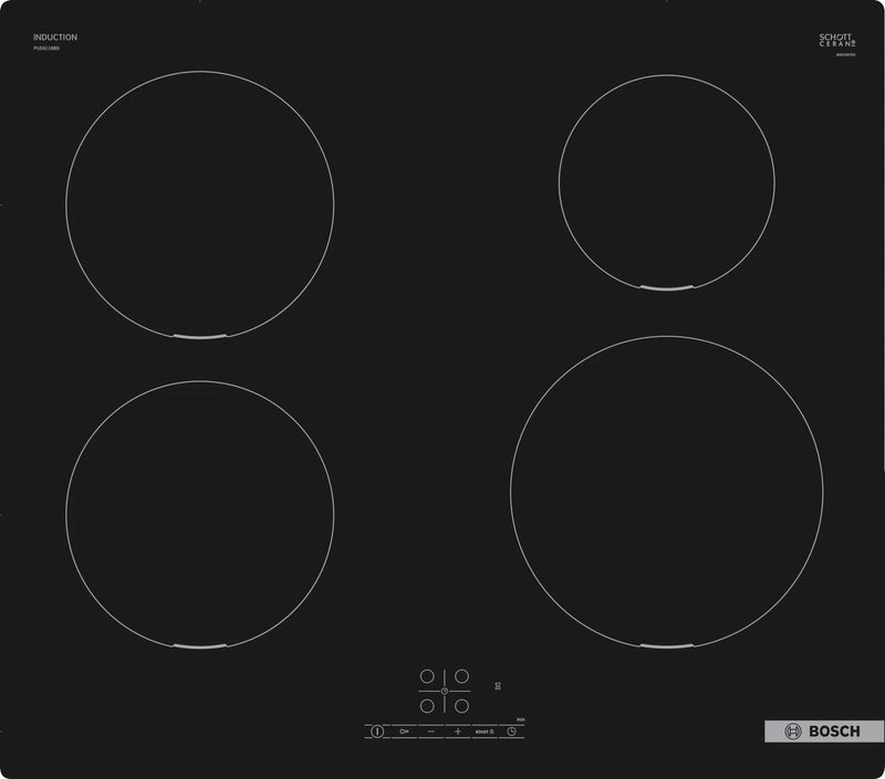 Bosch Serie 4 PUE611BB5D Hobs Black Integrado 59.2CM With Board Inducción 4 Zona(s)