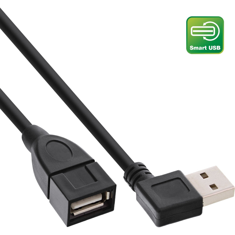 Inline USB 2.0 Smart Cable Acodado + Reversible Type a Male a Female Black 0,2M