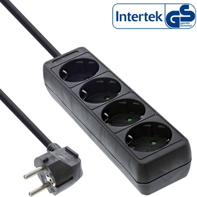 Inline Power Strip Type F 4 Ports + Seguro Children Black 3M — image 1