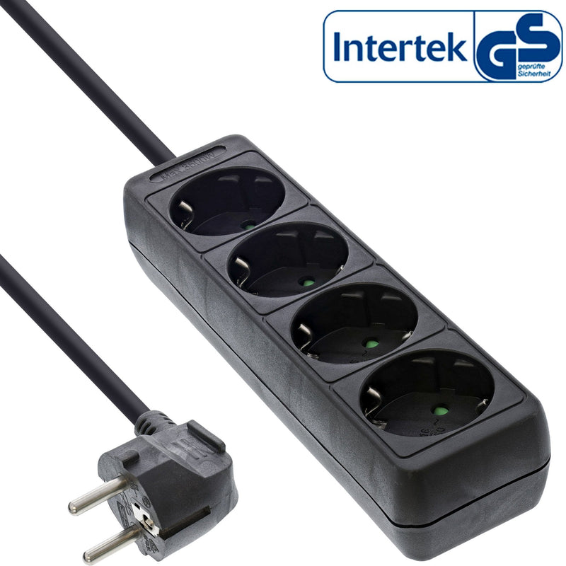Inline Power Strip Type F 4 Ports + Seguro Children Black 3M