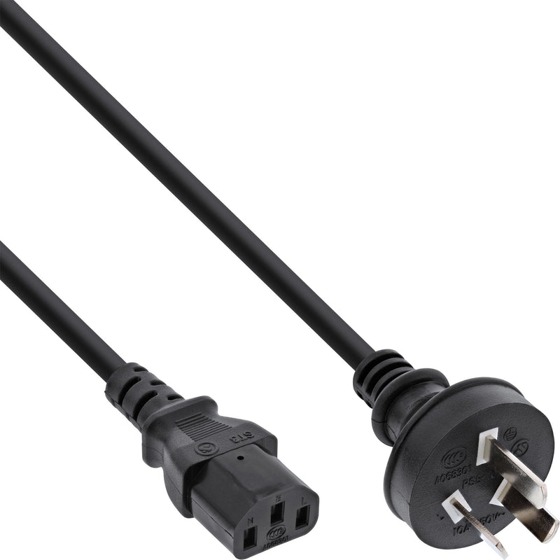 Inline Cable Power , Plug China Según Iec, Black 0,5M