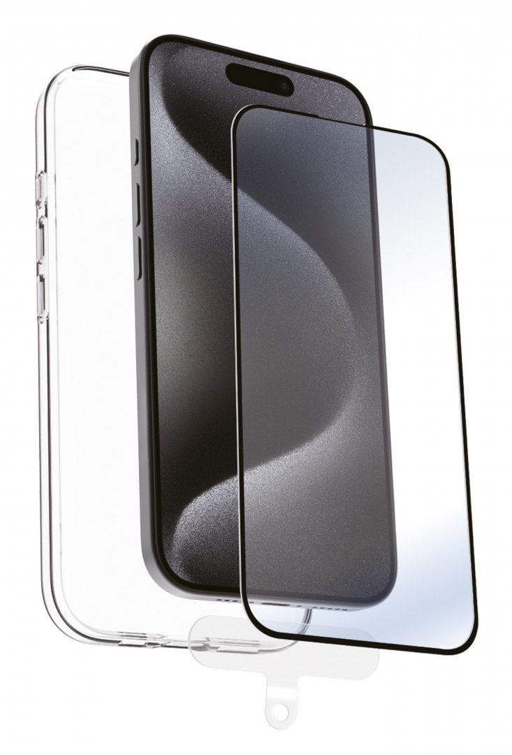 Muvit Case Recycletek Apple Iphone 16 Pro Max. Transparent + Protector Glass Tempered Frame Black