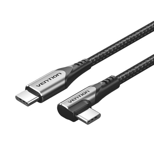 Vention USB 2.0 USB-C M-m Rightcabl Angle 3A Cable 2M Gray Aluminum