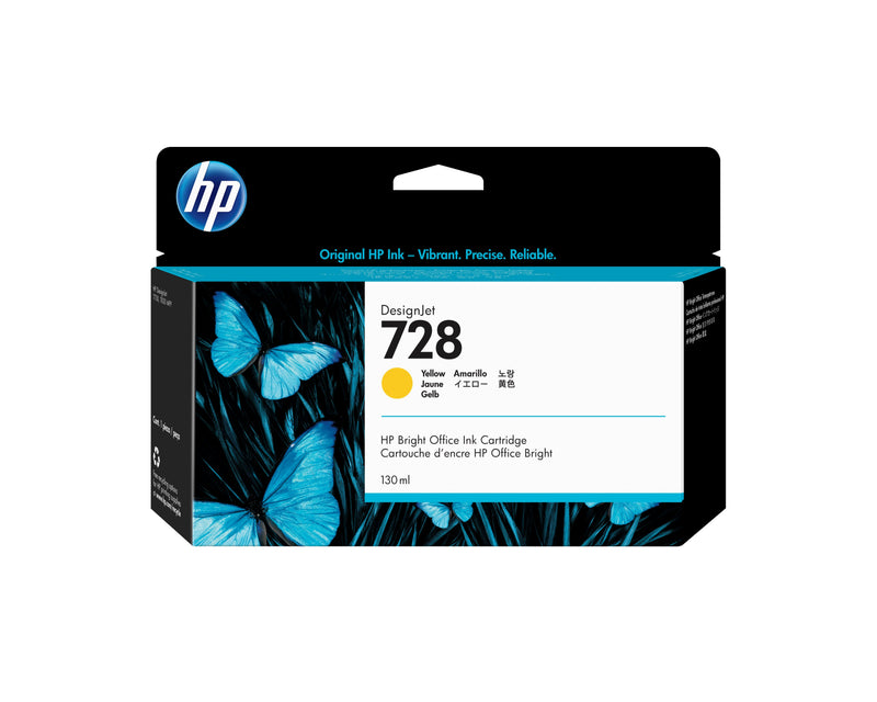 HP Genuine Ink 728 130ML Yellow Tintado Genuine Designjet T730, T830