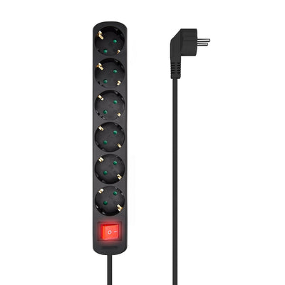 Aisens Power Strip Multiple 6 Sockets With Switch With Cable 3×1.5MM2 - 1.40M - Black — image 1