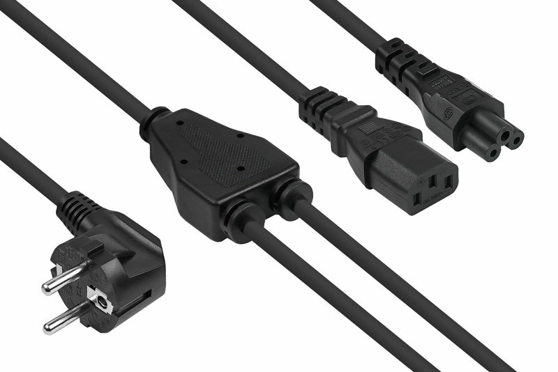 Kabelmeister Contact Protección-st. (90° Angulado.)- C13 + C5 Black 2M