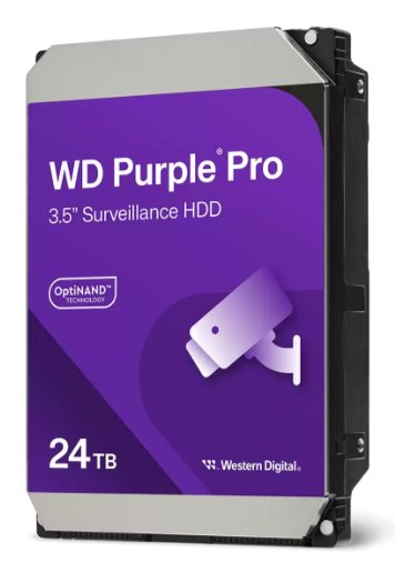 Drive HDD Wd Purple Pro WD241PURP 24TB Surveillance Vídeo Smart Internal 3.5 SATA 6GB/S 7200 Rpm Búfer: 512MB