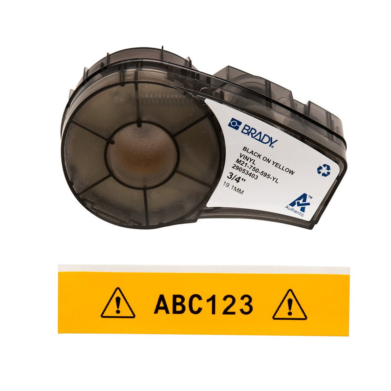 Brady M21-750-595-YL Tape Labels Genuine Vinilo - Texto Black Sobre Fondo Yellow - Wide 19,05MM X 6,40M