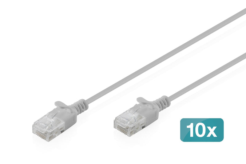 CAT.6 U-UTP Slim Network Cable, 0,3M, Grey 10 Pcs