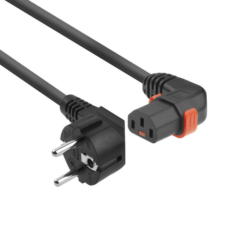Powercord Schuko Cee 7 Male (angled) - C13 IEC Lock (right Angled) Black 2M, EL450S
