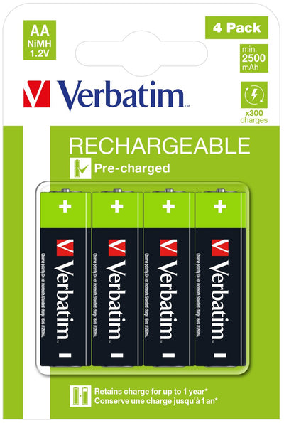 Verbatim Batteries Recargables Nimh HR06 Aa 2500MAH (4 Pcs) 49517 — image 1
