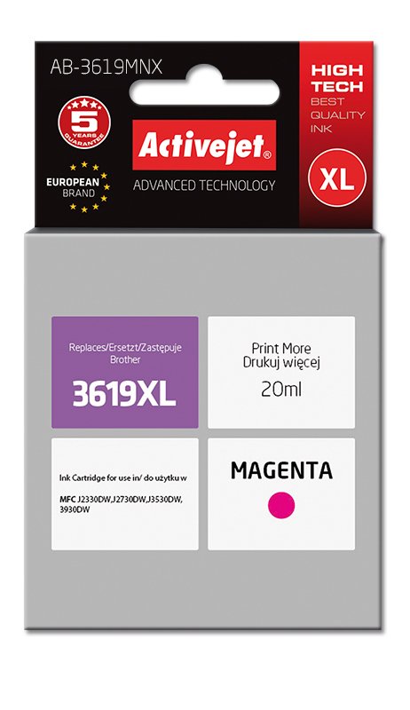 Activejet Ink AB-3619MNX (reemplazo Brother LC3619M - Supreme - 20ML - Magenta