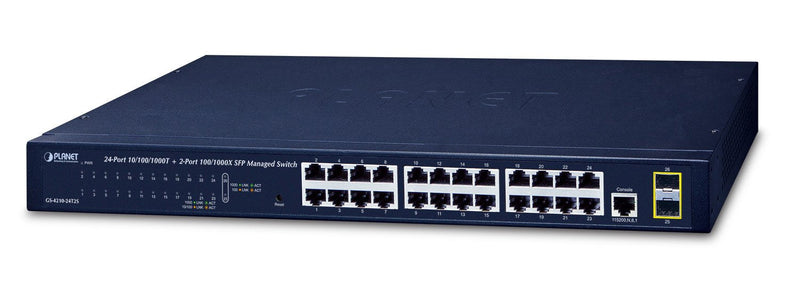 Planet GS-4210-24T2S Switch Gestionado L2 Gigabit Ethernet (10/100/1000) Black 1U