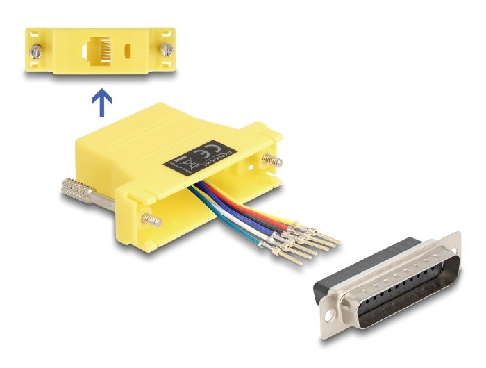 Delock D-sub 25 Pin Connector Male a RJ12 Connector Female Kit Assembly Yellow