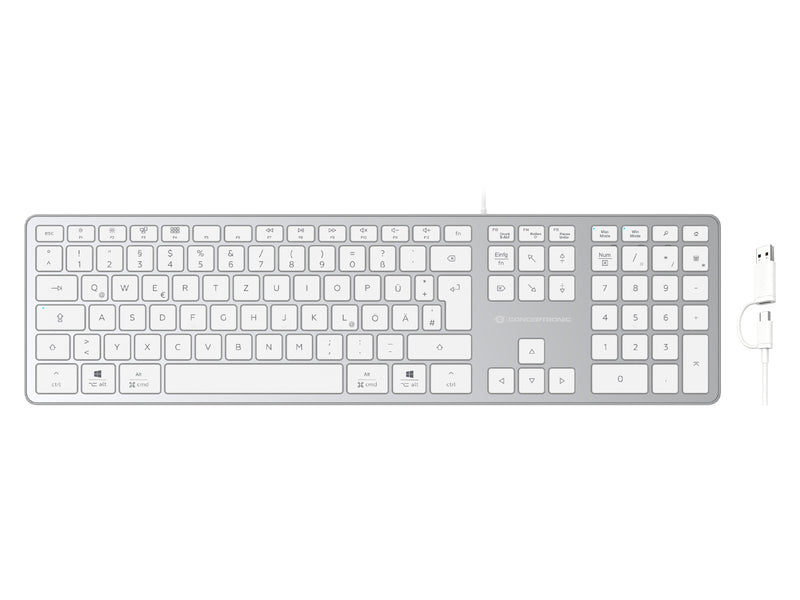 Conceptronic USB Keyboard Slim USB-A/USB-C Layout Ws