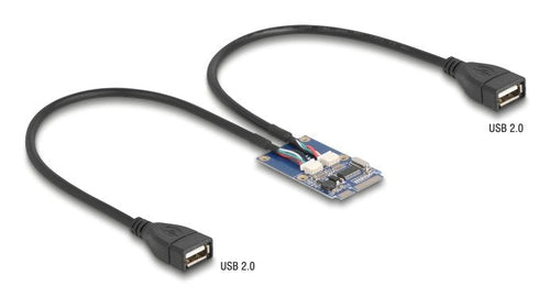 Delock Mini PCIE Adapter Full Size a 2 X USB 2.0 Type a Connector Female 30CM — image 1
