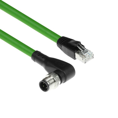 Industrial 3.00 Meters Sensor Cable M12D 4-PIN Male Right Angled To RJ45 Male, Superflex Xtreme Tpe Cable Shie — image 1