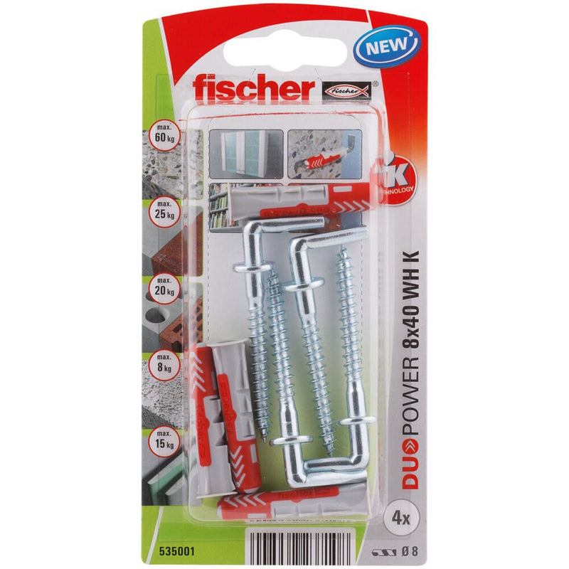 Fischer Blister 4 Tacos + Alcayatas Duopower Ø8X40MM 535001