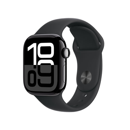 Apple Watch Series 10 GPS + Cellular 42MM Jet Black Aluminium Case With Black Sport Band - S/M — image 1