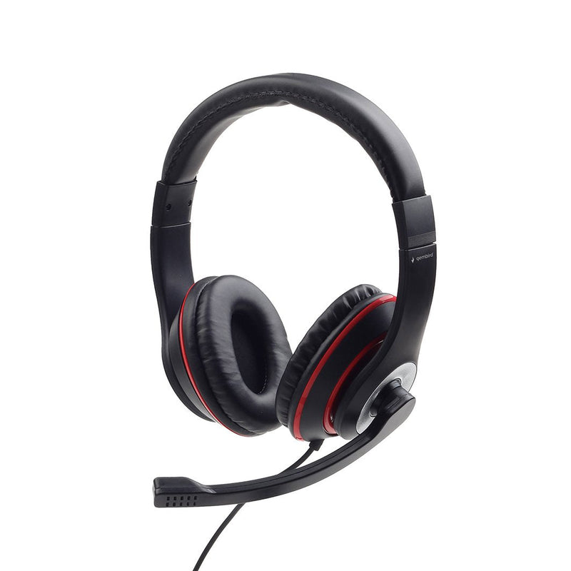 Gembird Headphones MHS-03-BKRD Mini Jack 4-PIN, 1.8M, Negro-rojo