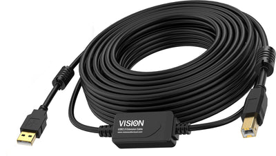 USB Cable 2.0 10M Amplifier Line a Mitad Cable Connectors Chapados Oro Núcleos Ferrita Ambos Extremos An — image 1