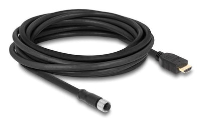 Delock M12 Cable A-kodiert 17 Pin Connector Female a HDMI Connector Male 5M Black — image 1