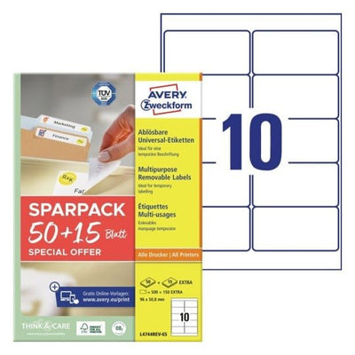 Avery Zweckform Labels 96,0 X 50,8MM, White — image 1