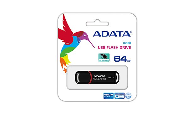 ADATA USB Flash Drive 64GB Dashdrive UV150 USB Type a 3.2 Gen 1 (3.1 Gen 1) Black