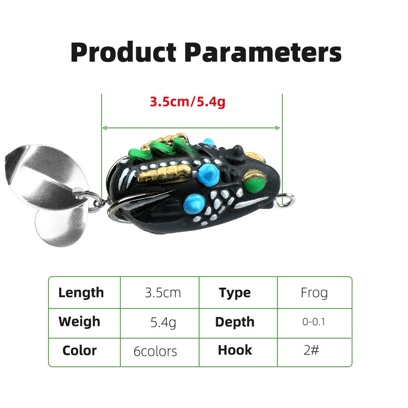 5-Color Set Double Sequin Flattened Reinforced Hook Frog Lure Set